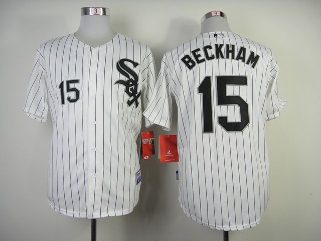 Men Chicago White Sox #15 Beckham White black MLB Jerseys